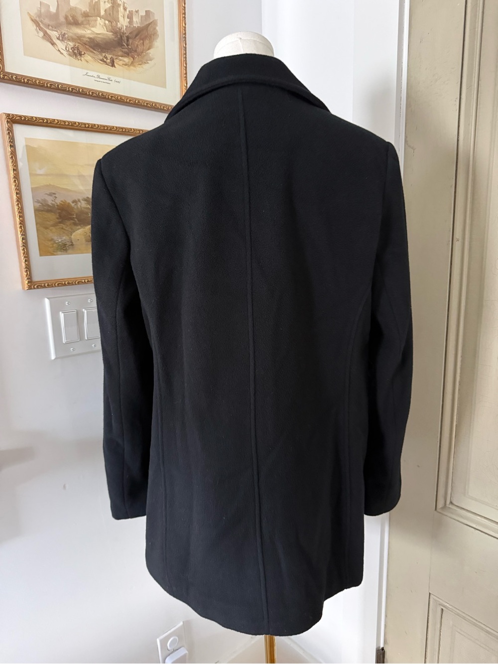 Wool & Cashmere Blend Pea Coat in Black by Croft and Barrow - Picture 5 of 9